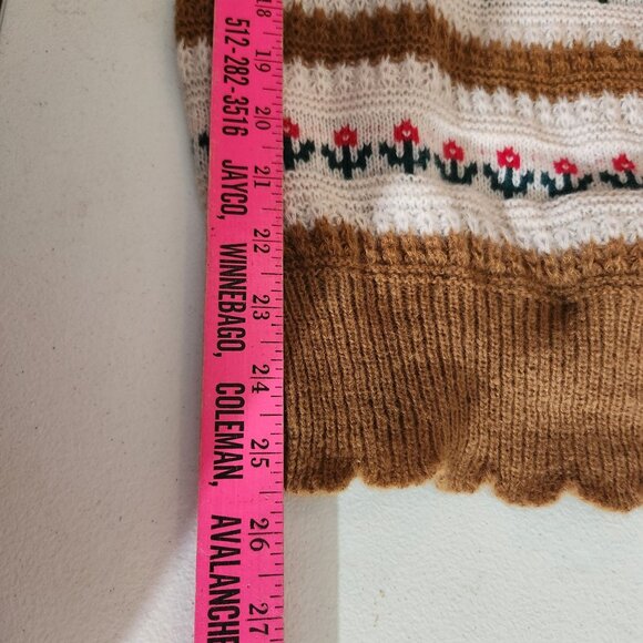 Shein Cardigan Retro Sweater Womens Button-Up Floral Brown White 3XL - Picture 4 of 11